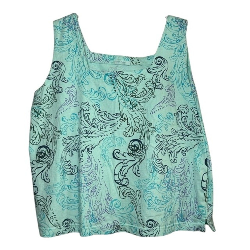 Fresh Produce Women's Mint Green Waverly Swirl Boxy Cotton Tank Top XXL